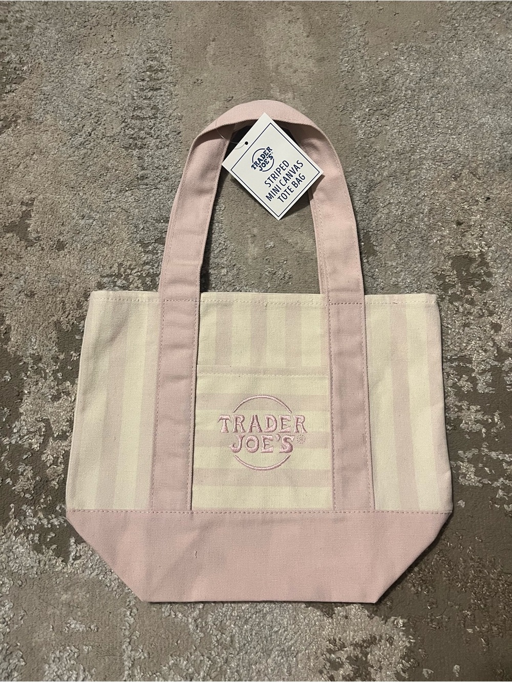 Trader Joe’s Pink and Cream Striped Canvas Mini Tote